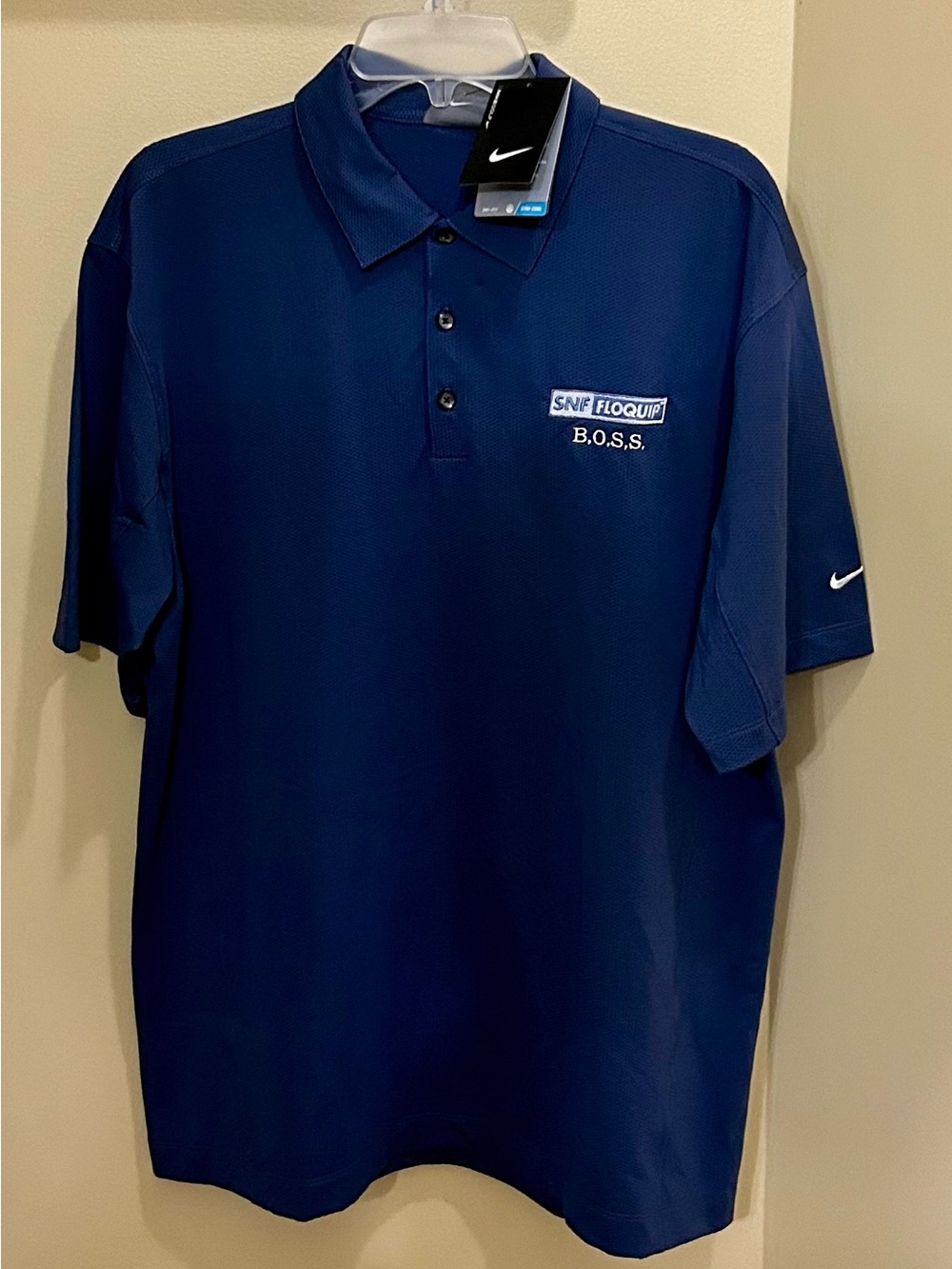 Nike Men’s Dark Blue Polo with B.O.S.S. Embroidered Logo